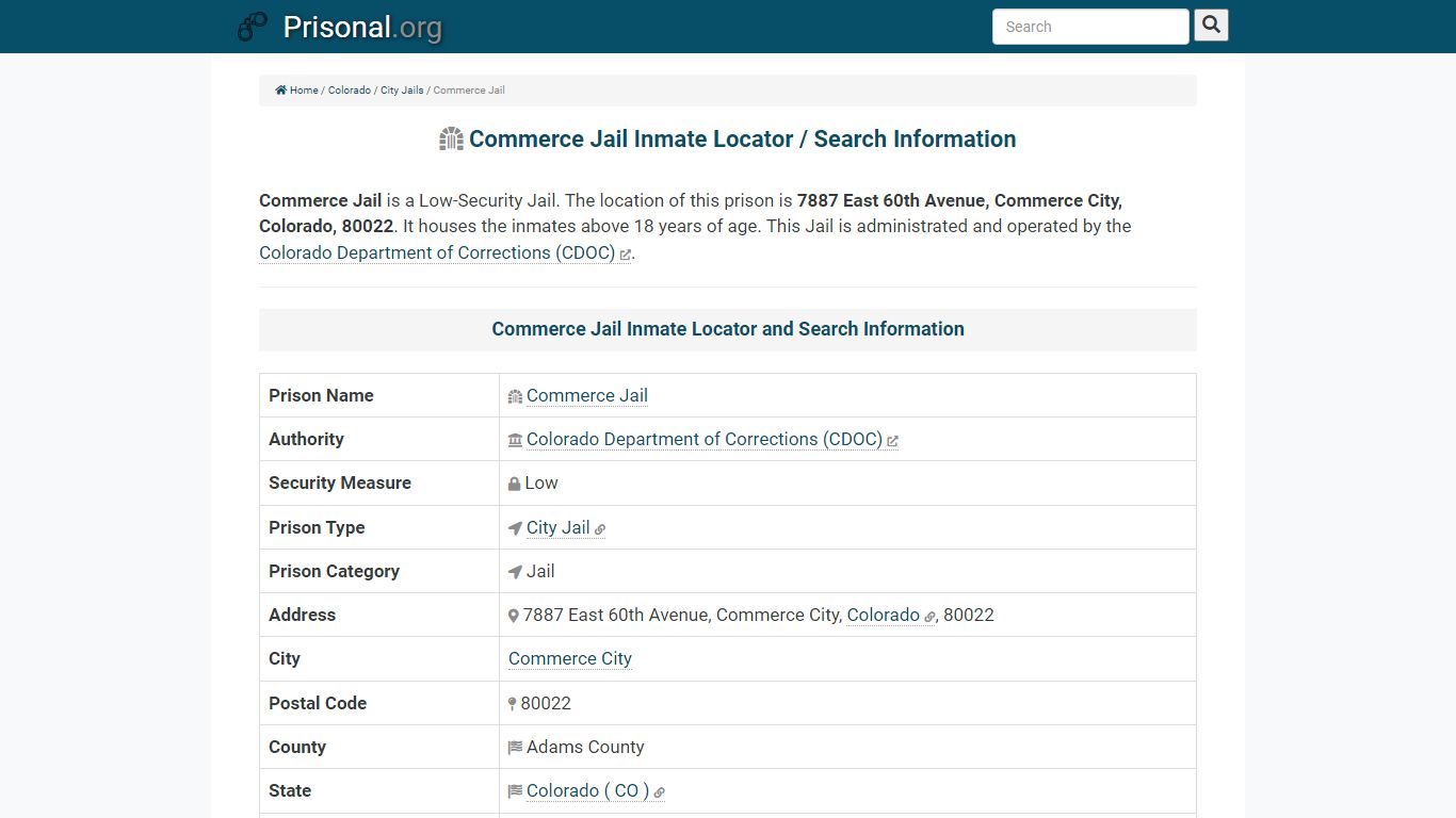 Commerce Jail-Inmate Locator/Search Info, Phone, Fax, Email, Visiting ...