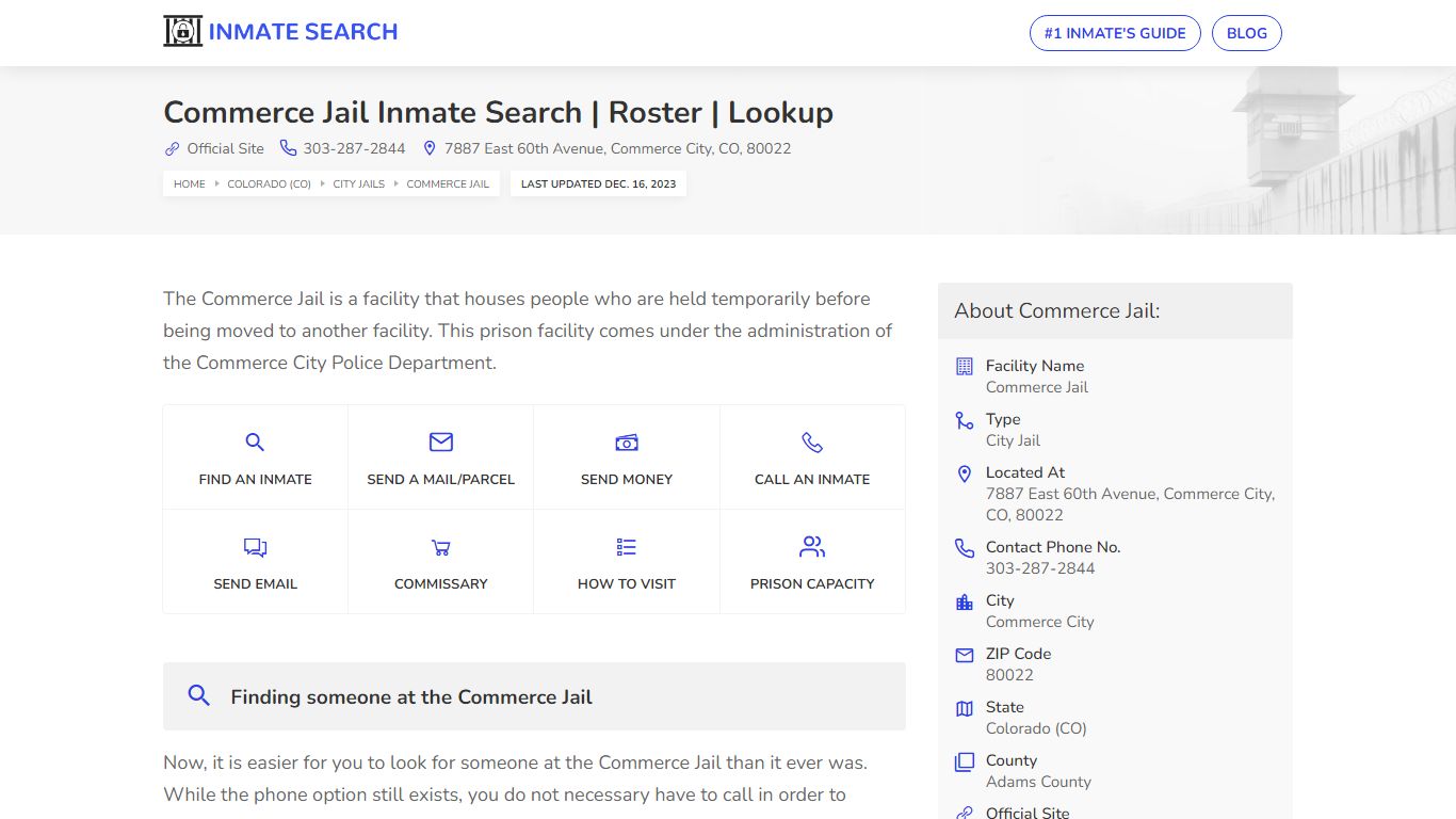 Commerce Jail Inmate Search | Roster | Lookup
