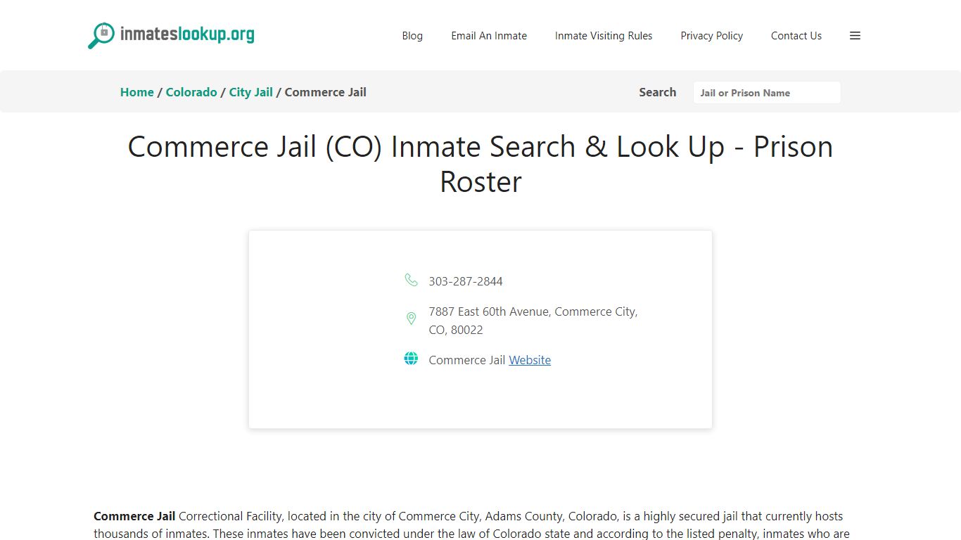 Commerce Jail (CO) Inmate Search & Look Up - Prison Roster