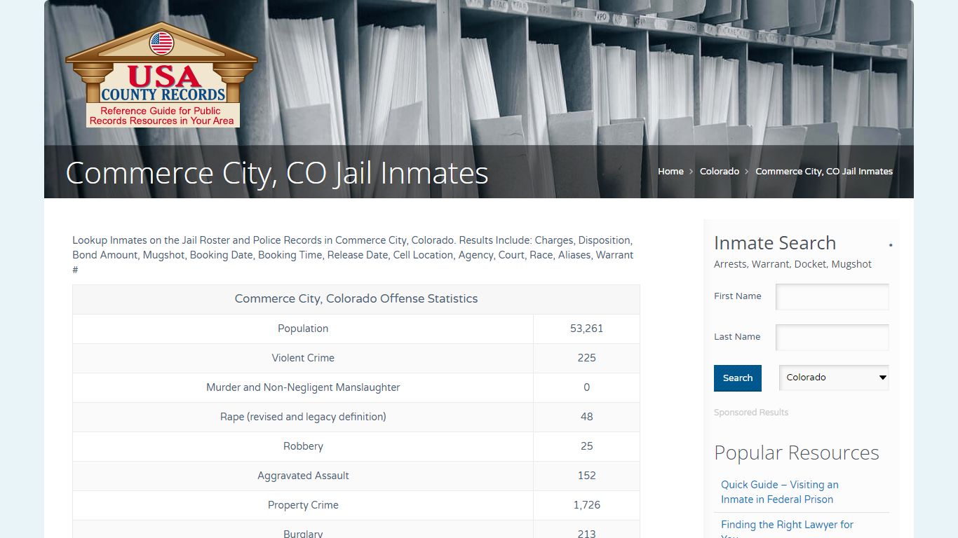 Commerce City, CO Jail Inmates | Name Search - USA County Records